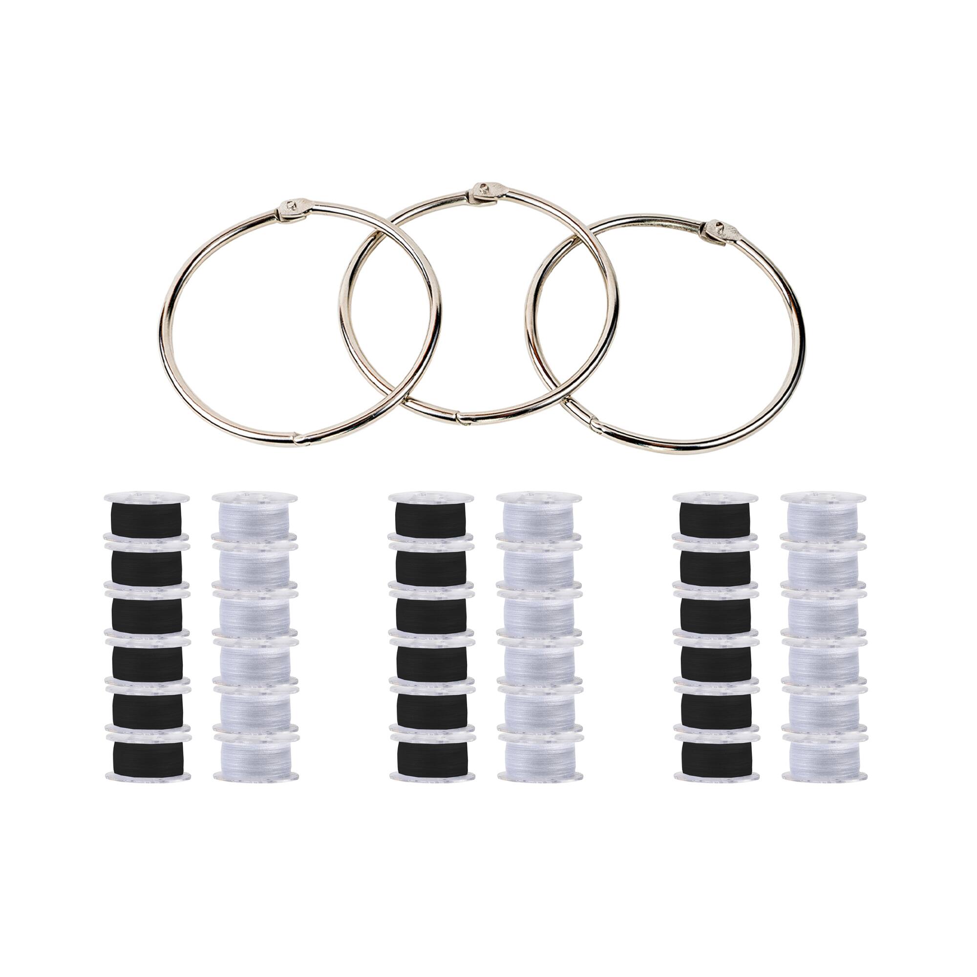 SINGER® Class 15J Sewing Bobbin & Storage Rings Set, Black & White